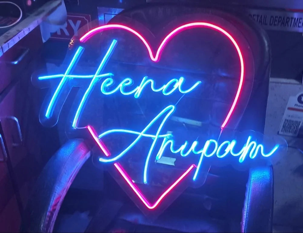 Neon Couple Name with Heart