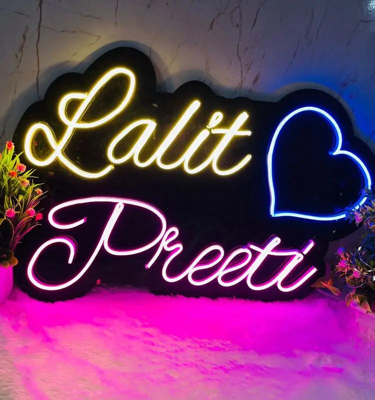 Neon Lights Couple Name Sign