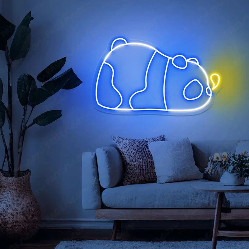 Neon Panda Sign Sleeping Cutie Animal LED Light