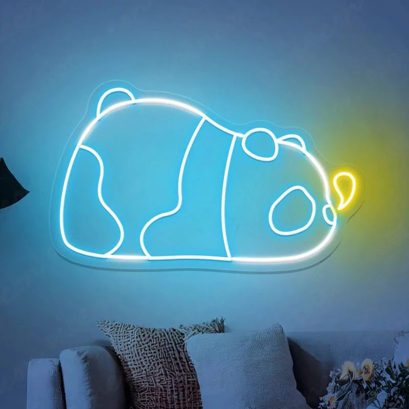 Neon Panda Sign Sleeping Cutie Animal LED Light