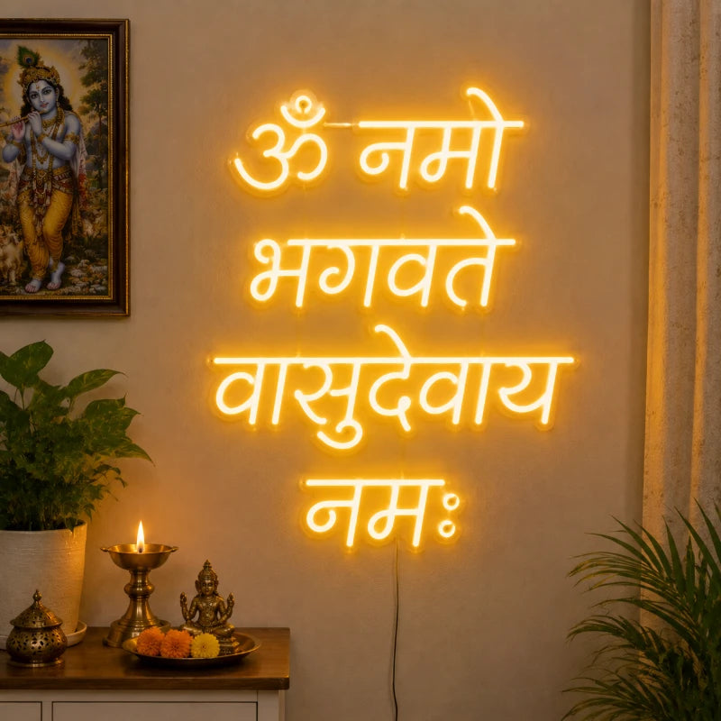 Om Namo Bhagwate Vasudevay Namah Hindi LED Neon Sign