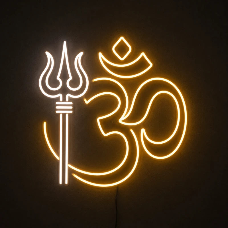 Om With Trishul Neon Sign
