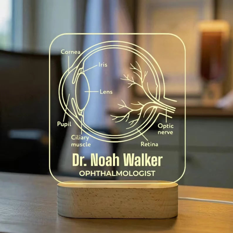 Ophthalmologist Gift Ophthalmology Desk Name Plate Eye Doctor LED Desk Lamp