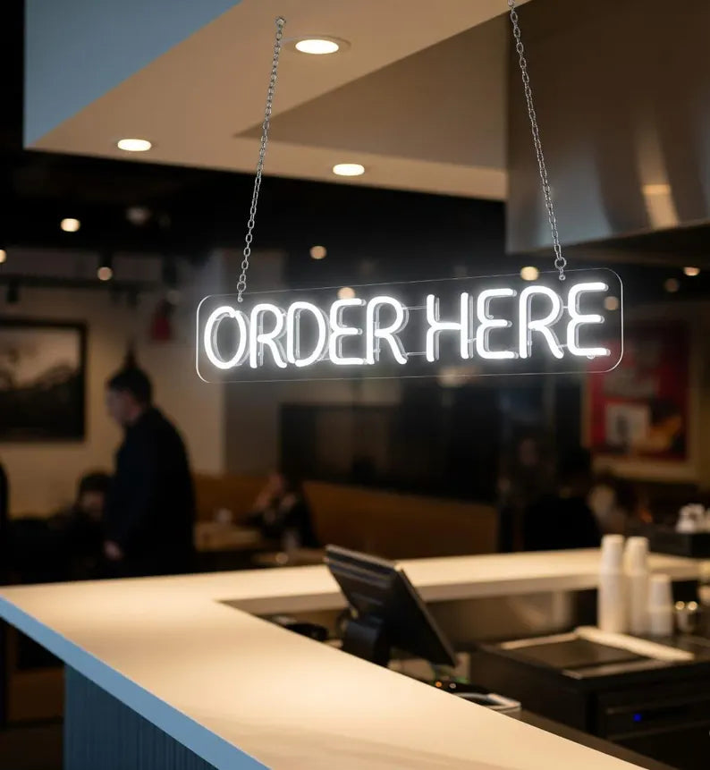 Order Here LED Neon Sign For Restaurant