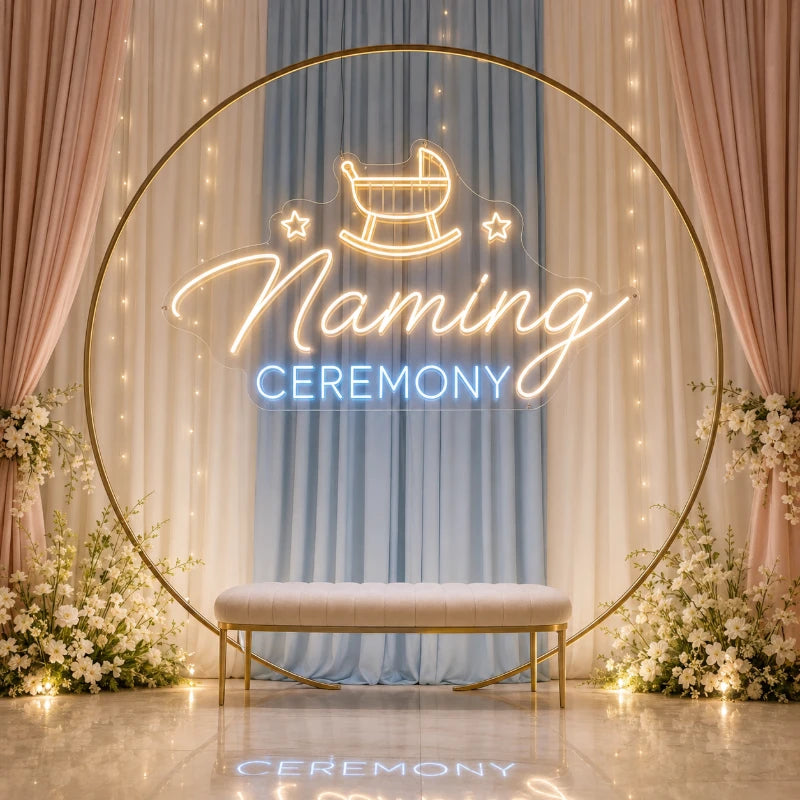 Pastel Cradle Naming Ceremony Neon Sign