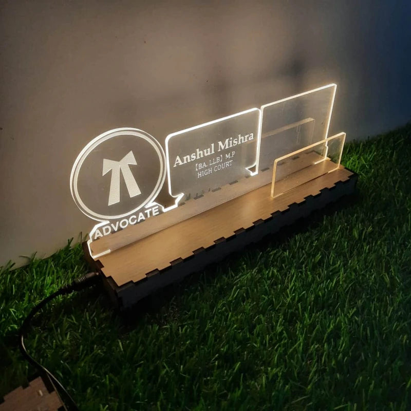 Personalized Acrylic Desk LED Name Plate For Advocates