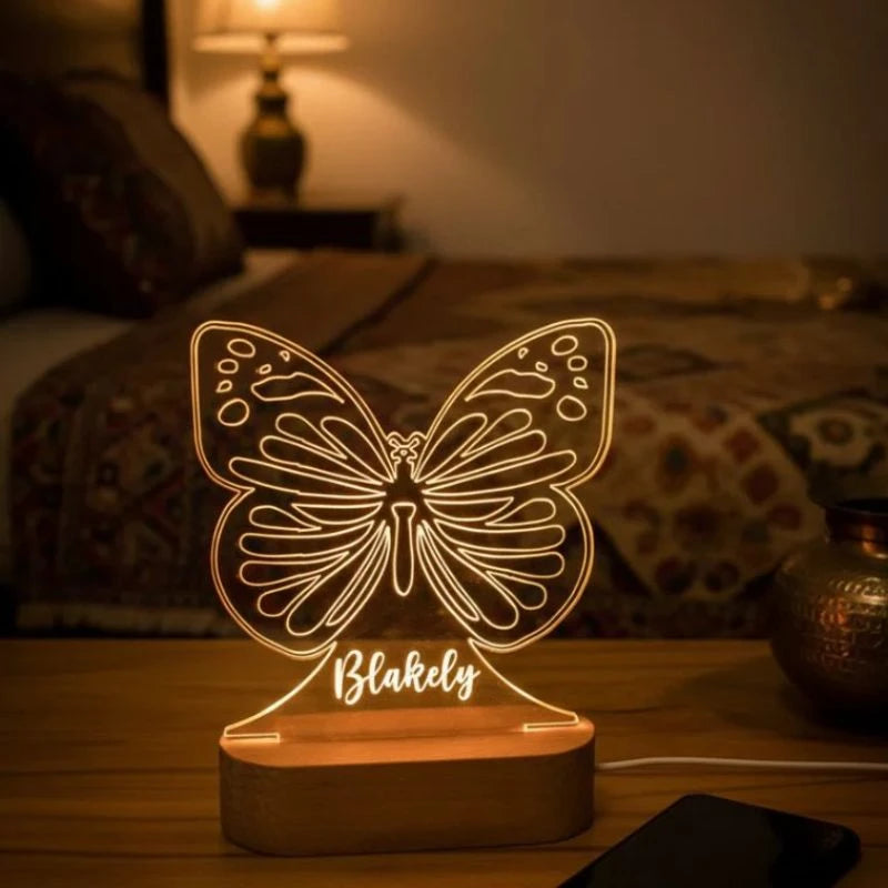 Personalized Butterfly LED Table Lamp With Custom Name