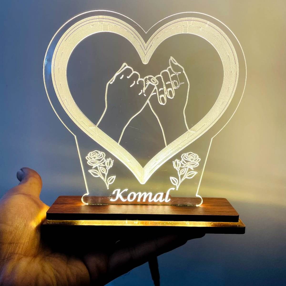 Personalized Couple Pinky Promise Heart LED Lights Gift India