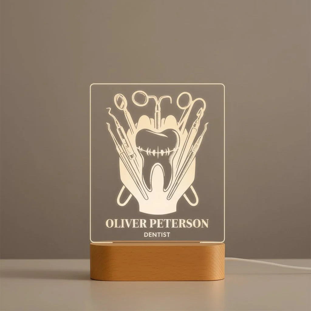 Personalized Dentist LED Lamp Custom Dental Office Decor Gift