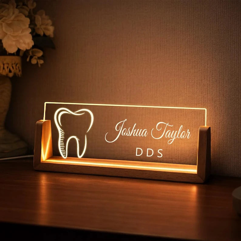 Personalized Dentist LED Name Plate