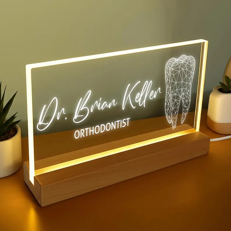 Personalized Desk Sign Is A Custom LED Orthodontist Name Plate