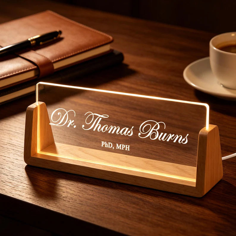 Personalized LED Acrylic Desk Name Plate For Doctor