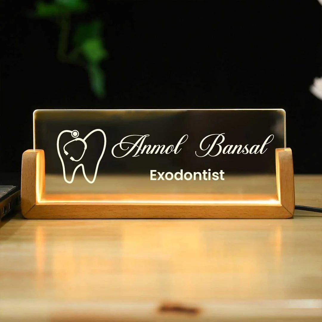 Personalized LED Dentist Desk Name Plate