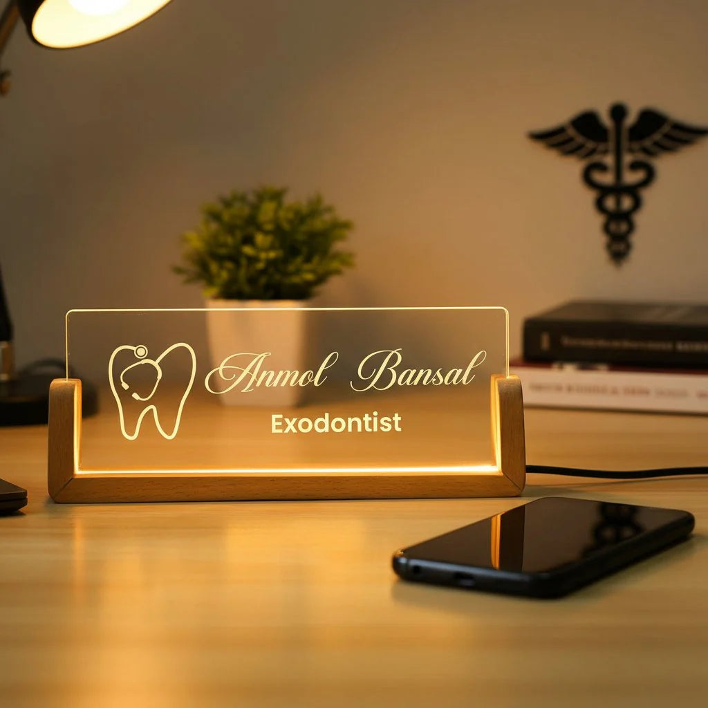 Personalized LED Dentist Desk Name Plate