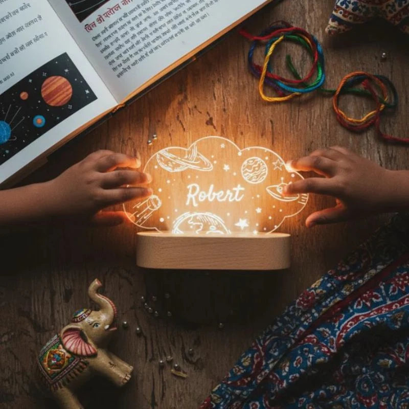 Personalized LED Night Light Custom Name Space Theme