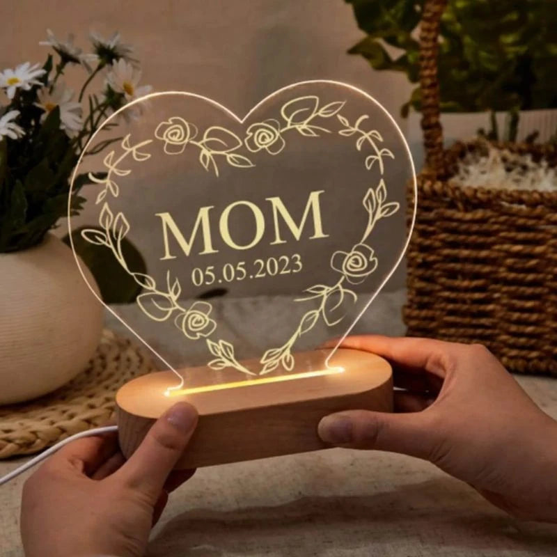 Personalized LED Night Light For Mom Mother Day Birthday Gift