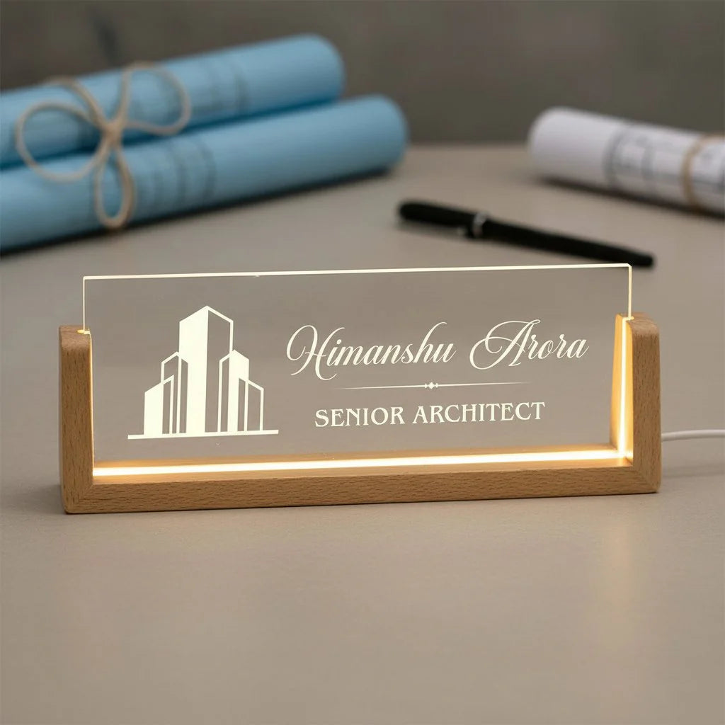 Personalized Light Up Senior Architect Desk Sign