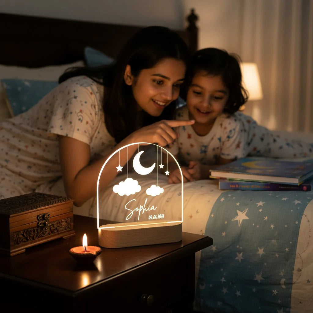 Personalized Moon Stars LED Table Lamp