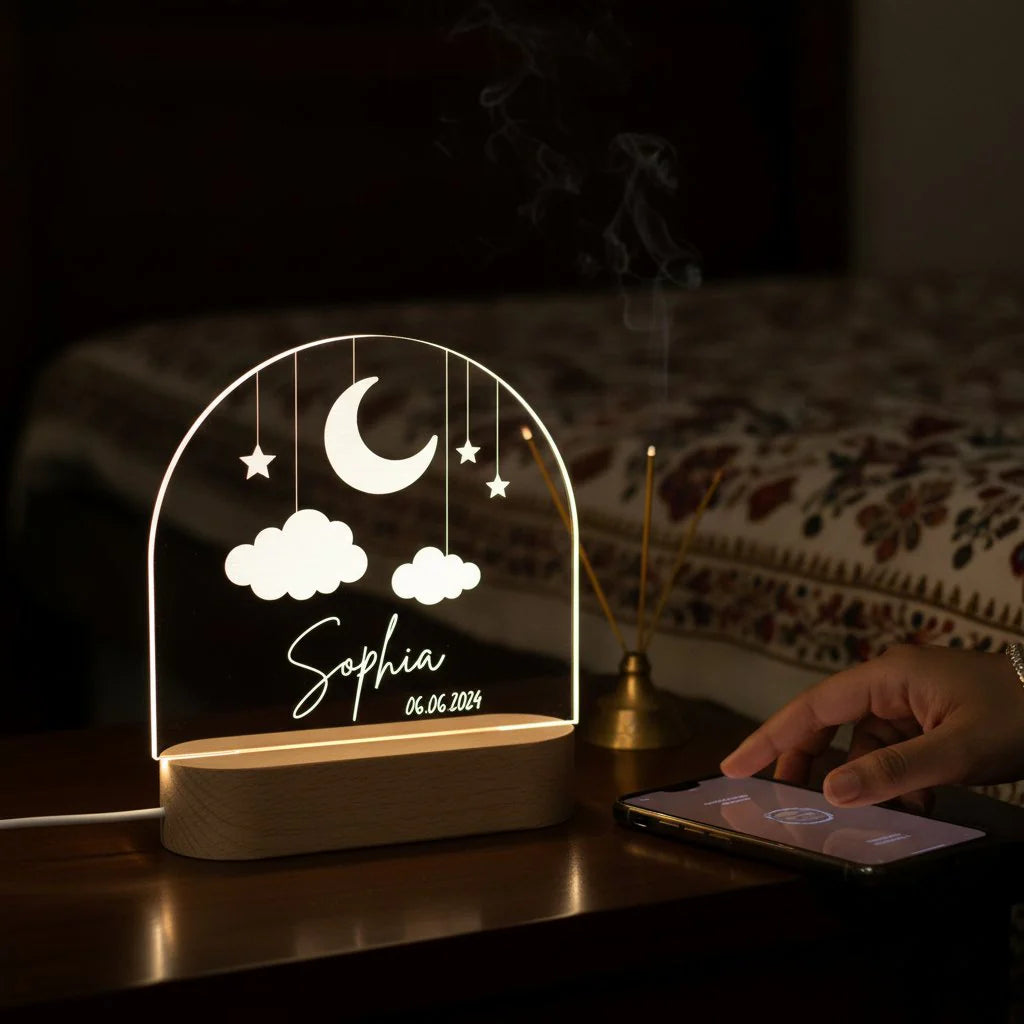 Personalized Moon Stars LED Table Lamp