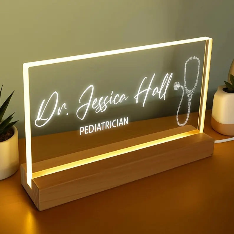 Personalized Pediatrician Name Plate LED Light