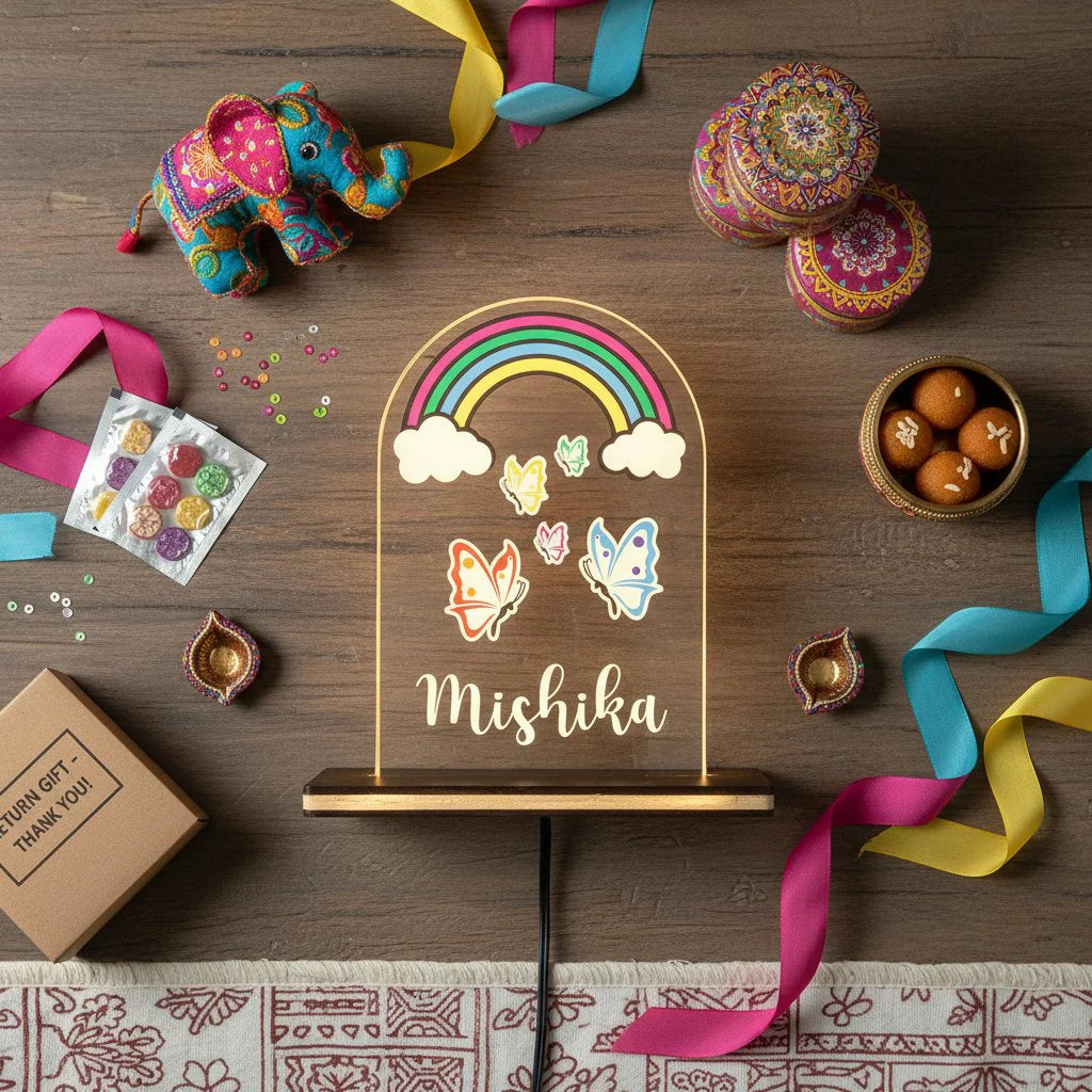Personalized Rainbow Butterfly LED Night Light For Kids Room