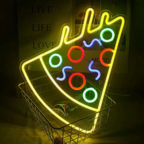 Pizza Shaped Neon Sign