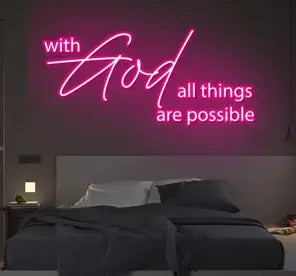With God All Things Are Possible Neon quotes
