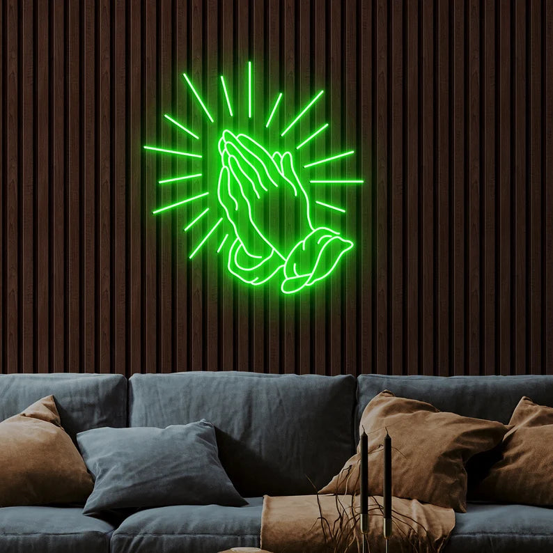 Praying Hands Neon Sign LED Light