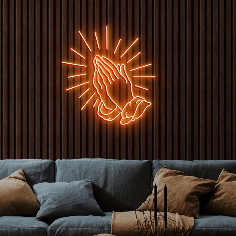 Praying Hands Neon Sign LED Light