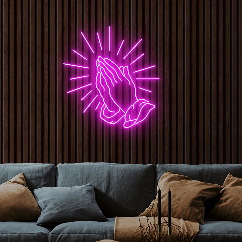 Praying Hands Neon Sign LED Light