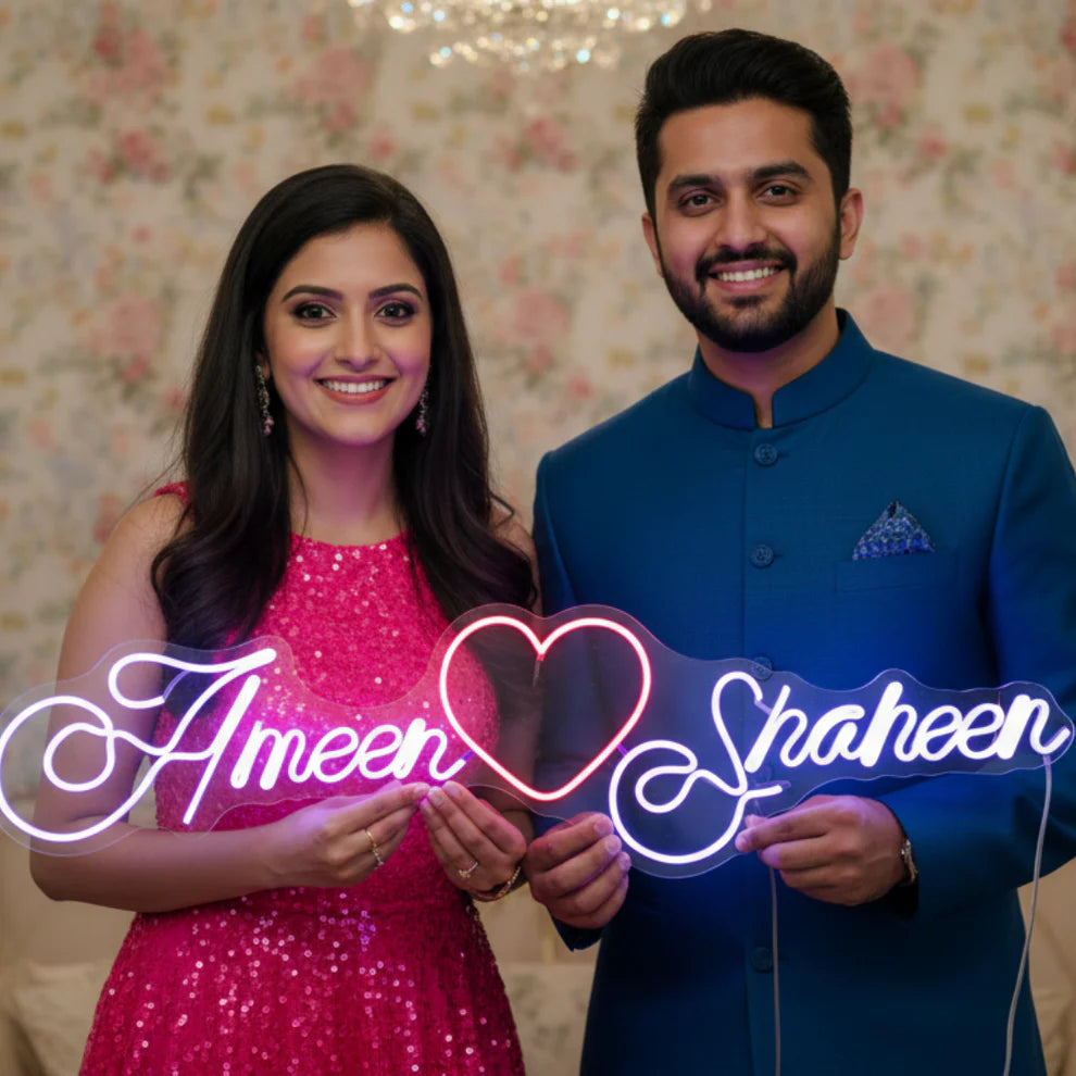 Custom Neon Sign for Wedding with Couple Names