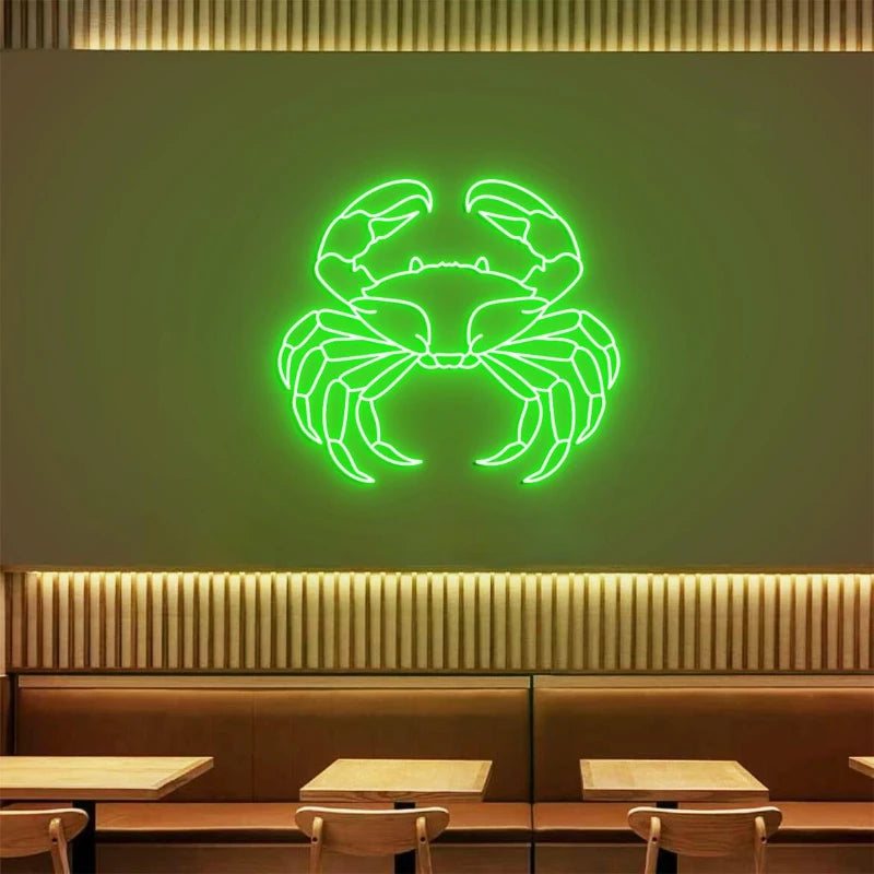 Red Crab Wall Neon Light