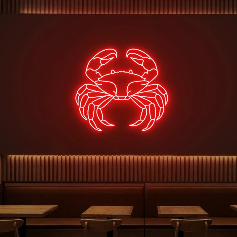 Red Crab Wall Neon Light