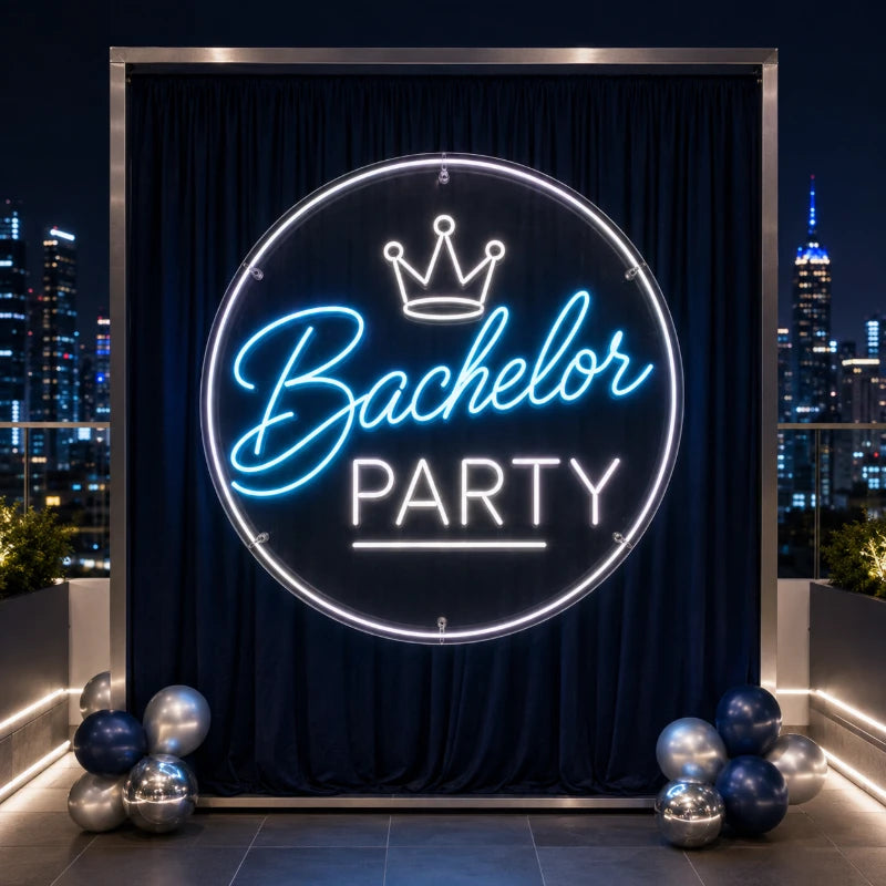 Rooftop Crown Bachelor Party Neon Sign