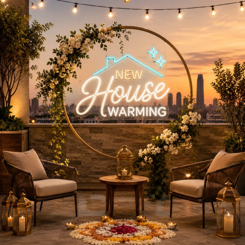 Rooftop House Warming Neon Sign