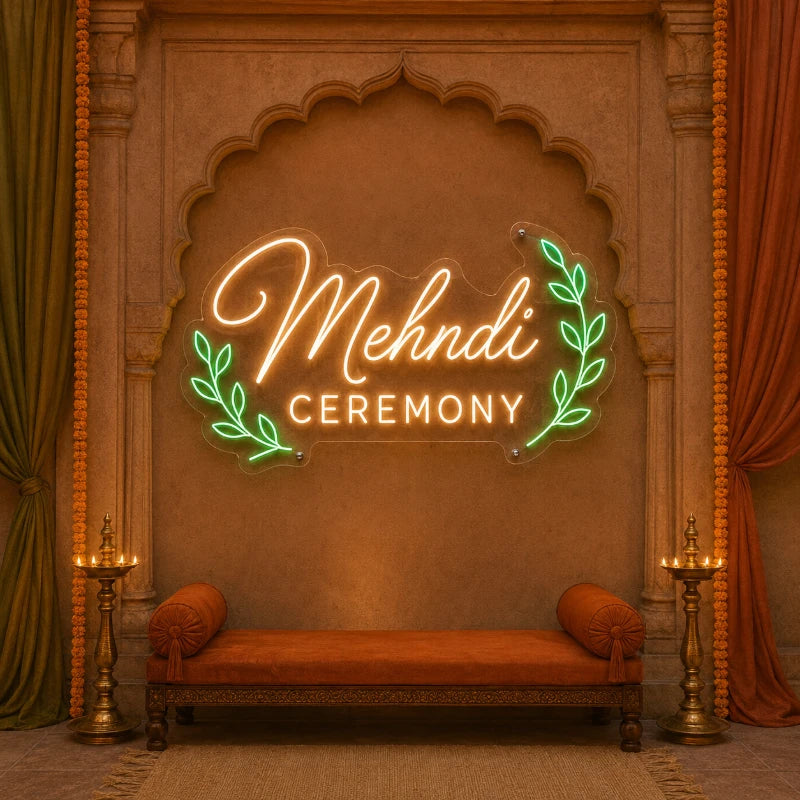 Royal Jharokha Mehndi Ceremony Neon Sign
