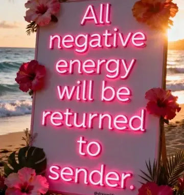 All negative energy will be returned to sender neon Quotes