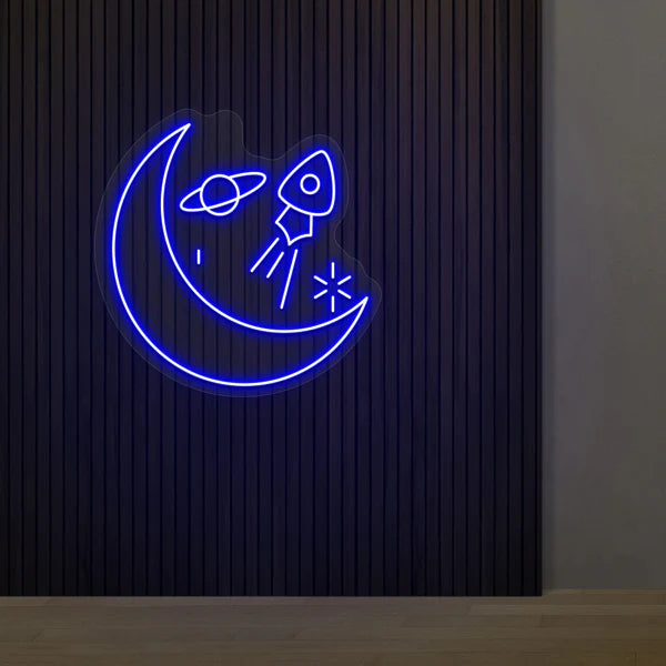 Space Moon And Stars LED Neon Sign