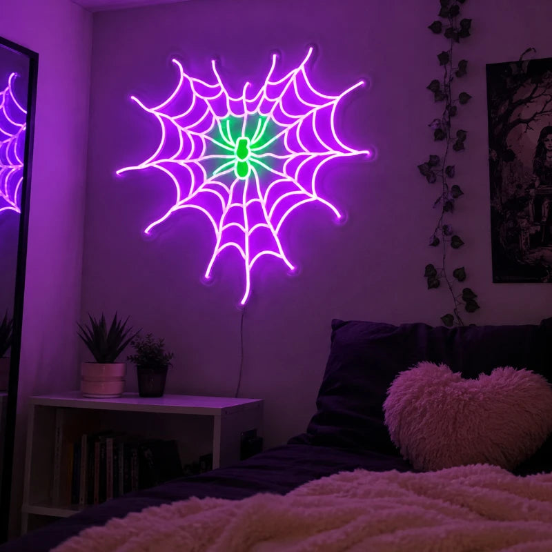 Spider Web Neon Sign