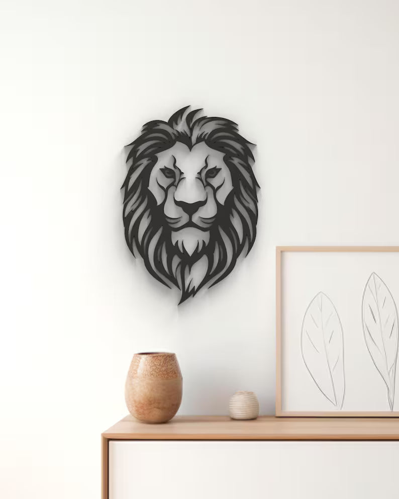 Lion Head - Hanging Wooden wall decor