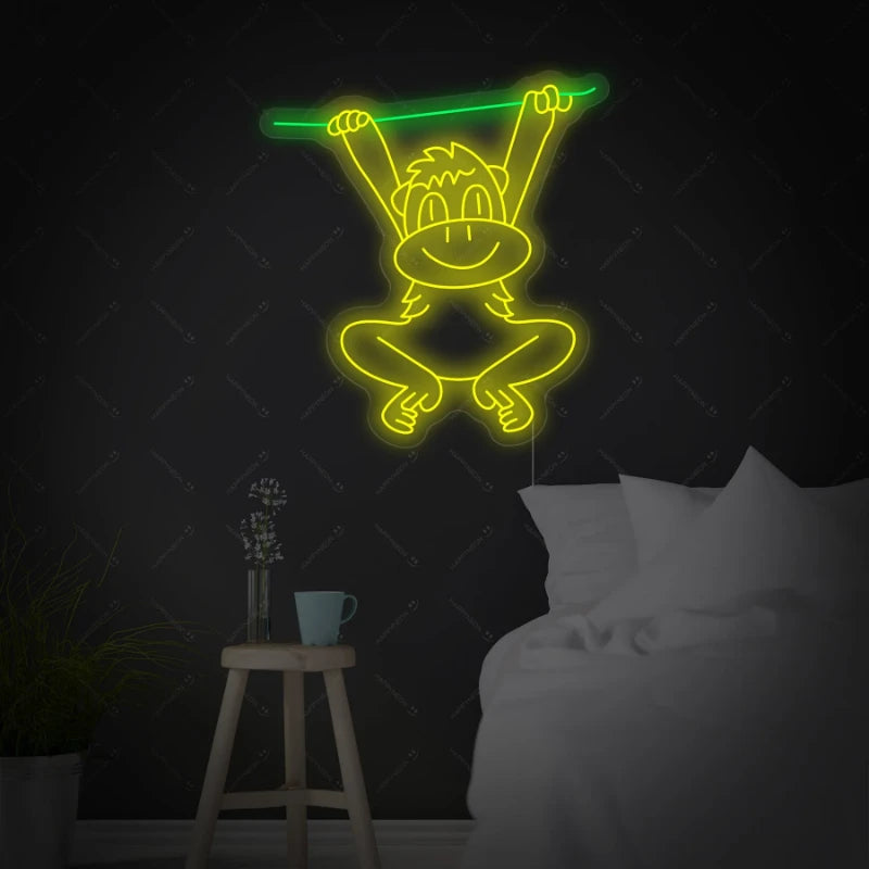 Swinging Monkey Neon Sign Decor