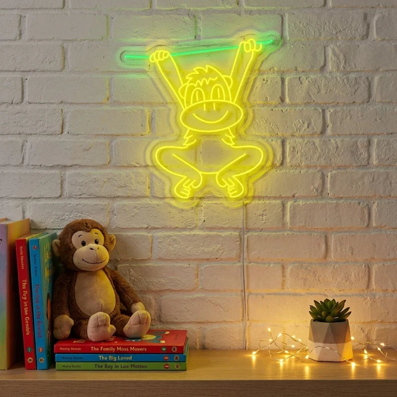 Swinging Monkey Neon Sign Decor