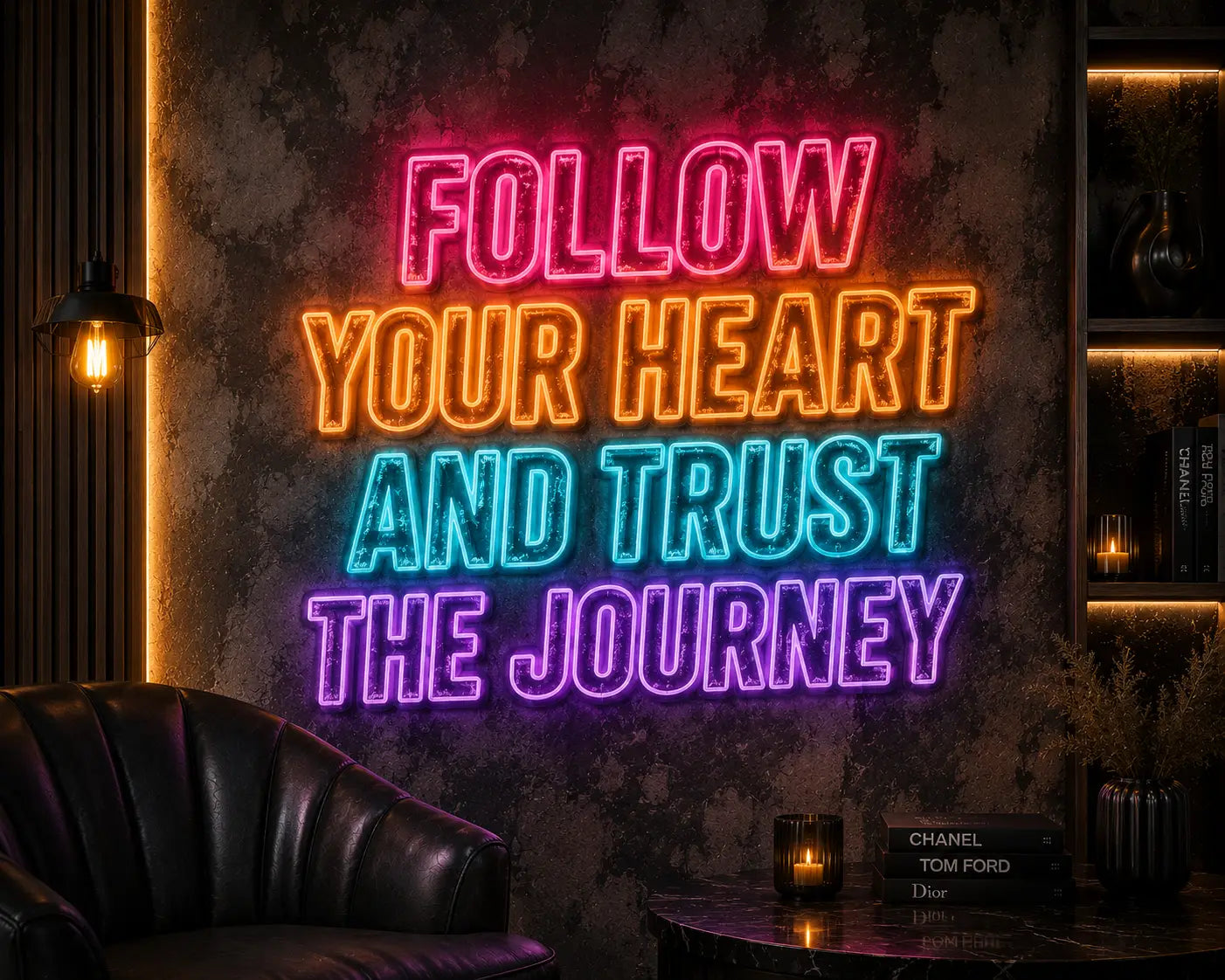 Follow Your Heart And Trust The Journey Neon Quote