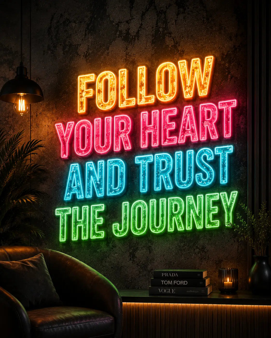 Follow Your Heart And Trust The Journey Neon Quote