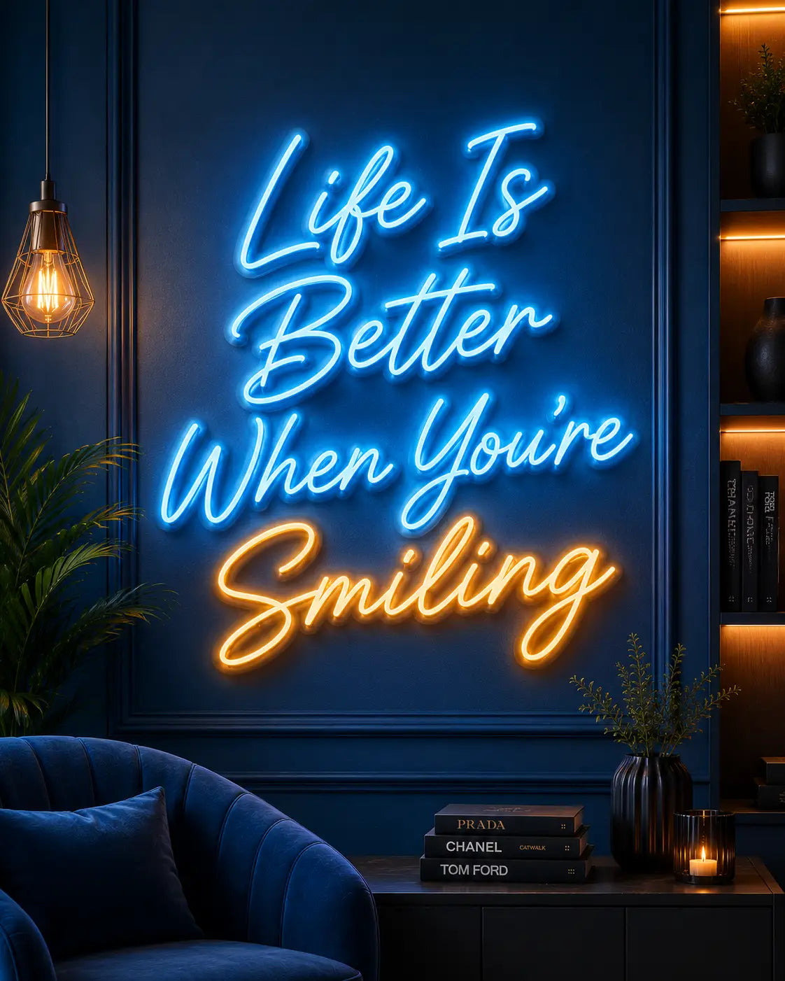 Life Is Better When You're Smiling Neon Quote