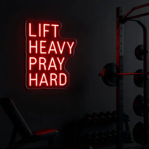 Lift Heavy Pray Hard Neon Quote