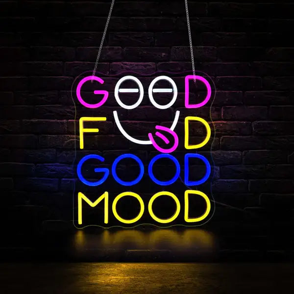 Good Food Good Mood Neon Quote