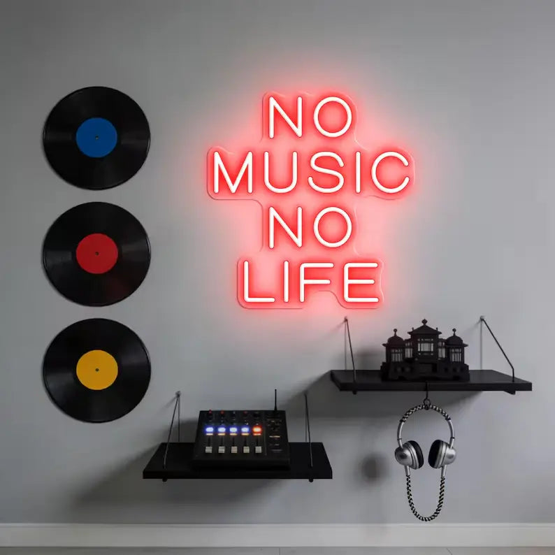 No Music No Life LED Neon Quote