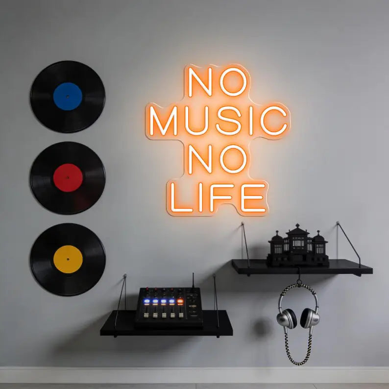 No Music No Life LED Neon Quote