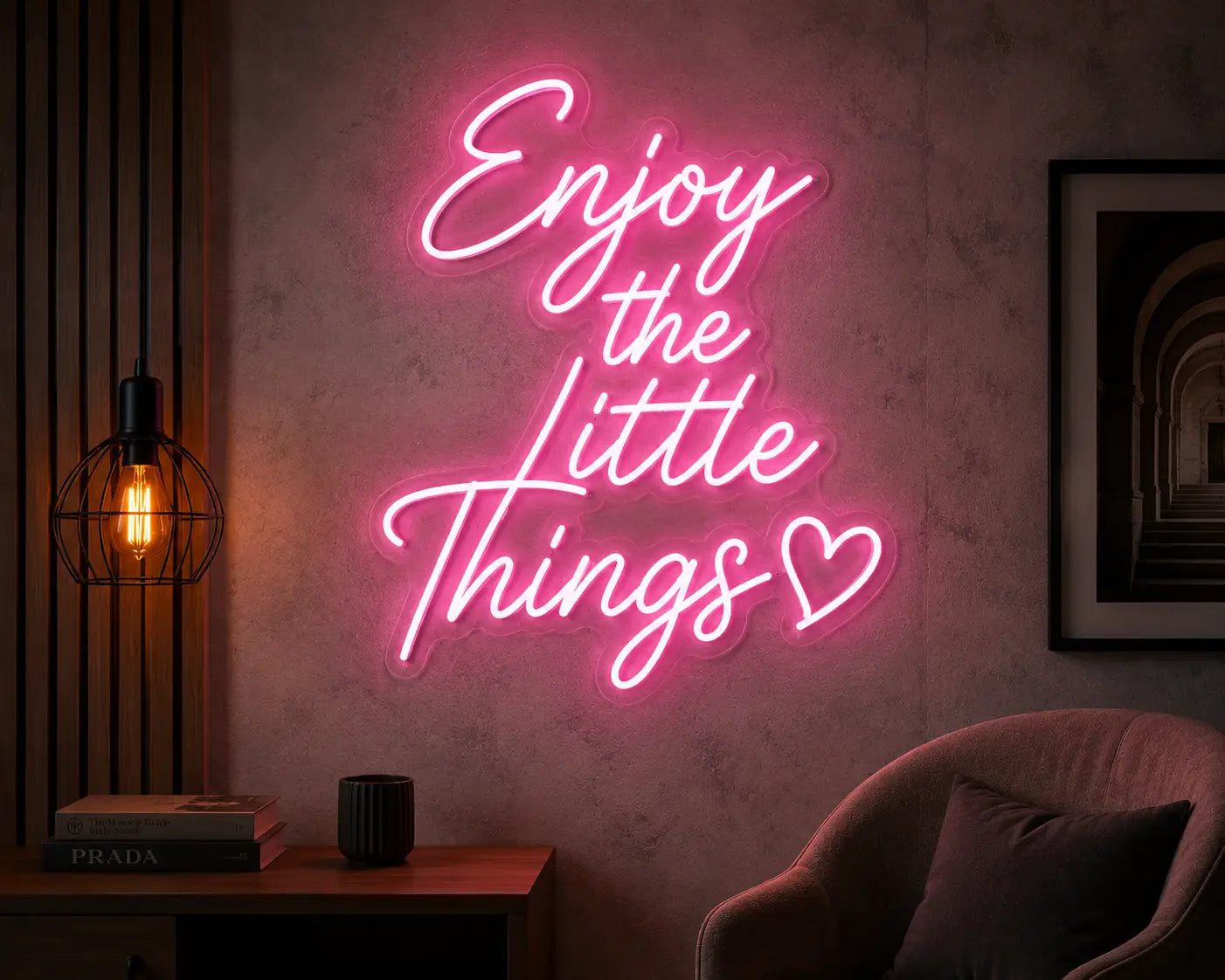 Enjoy The Little Things Neon Quote
